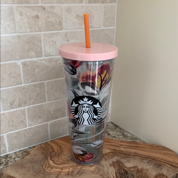 Starbucks 24oz Pink and Orange Floral Tumbler - Picture 1 of 5